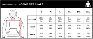 hoodies size chart 